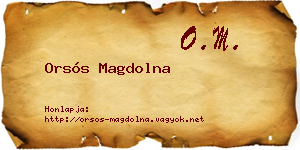 Orsós Magdolna névjegykártya